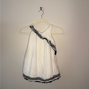 Youth Artisan White Dress with Black Accents
